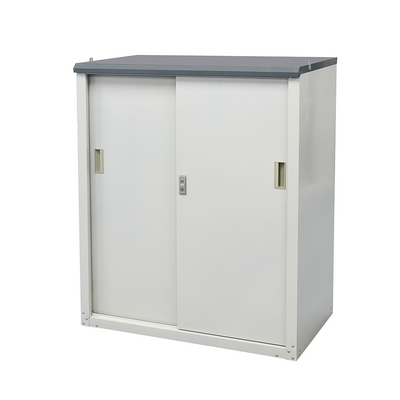 Tactix Metal Storage Cabinet with Adjustable Shelves and Sliding Doors, Steel Locking Storage Cabinet for Home, Office, Garage, Utility Room and Basement, 89W x 47D x 120H cm- 326257B