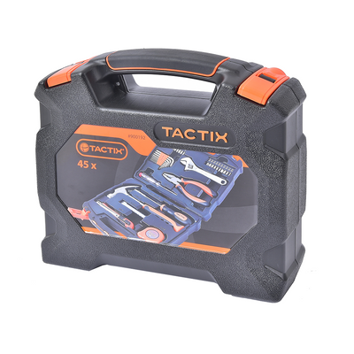 Tactix 45 Piece Home Use Tool Set, General Household Hand Small Tool Kit with Plastic Toolbox Storage Case, Essential Hand Tools for DIY & Repairs- 900192