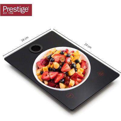 Prestige Digital Kitchen Scale Multifunction Food Weight Scale 5KG | Ultra Slim with Large LCD Display Premium Plastic and Glass Food Scales | 11lb/5kg with 0.1oz/1g Precision, Black - PR81006