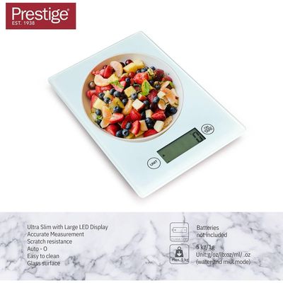 Prestige Digital Food Scale Multi-Functional Kitchen Scale and Baking Scale | Ultra Slim with Large LCD Display Premium Plastic and Glass Food Scales | 11lb/5kg with 0.1oz/1g, Green - PR81005