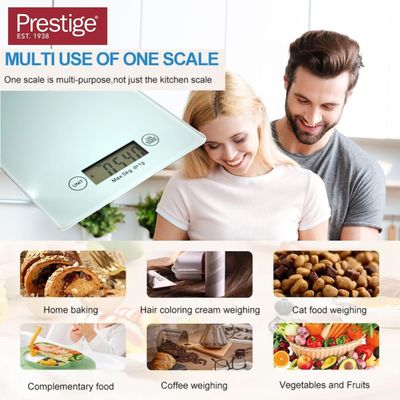 Prestige Digital Food Scale Multi-Functional Kitchen Scale and Baking Scale | Ultra Slim with Large LCD Display Premium Plastic and Glass Food Scales | 11lb/5kg with 0.1oz/1g, Green - PR81005