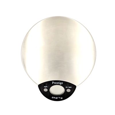 Prestige Pro Breeze Silver Oval Stainless Steel Digital Kitchen Scale with LCD Display - Black & White