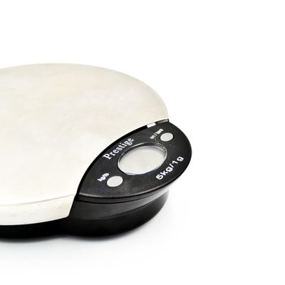 Prestige Pro Breeze Silver Oval Stainless Steel Digital Kitchen Scale with LCD Display - Black & White