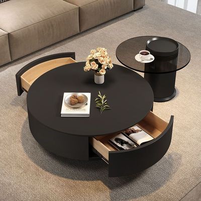 Nordic Style 2 in 1 Wooden Coffee Table, Black Mate plate
