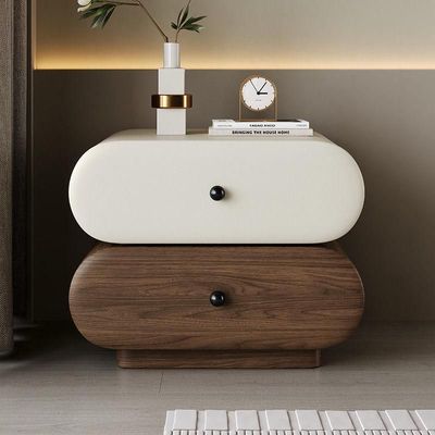 Calista Italian Style Bedside Table, Cream & Brown