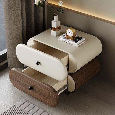 Calista Italian Style Bedside Table, Cream & Brown