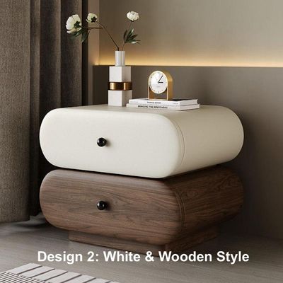 Calista Italian Style Bedside Table, Cream & Brown
