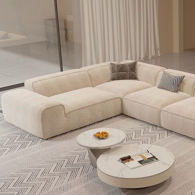Luxurious Grande Living Room 7-Seater Sofa Made with Velvet Fabric,Beige