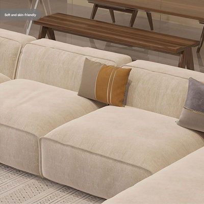 Luxurious Grande Living Room 7-Seater Sofa Made with Velvet Fabric,Beige