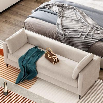 Modern Sleek Style Bedroom bench, beige