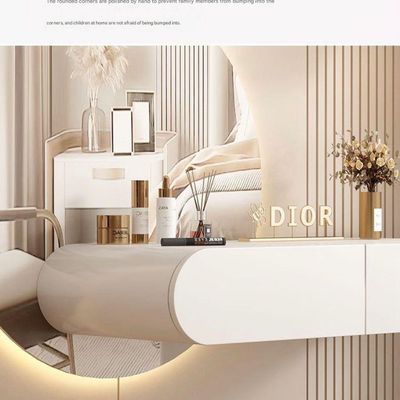 Floating Vanity Makeup Table Set – Modern Wall-Mounted Design in Cream Finish