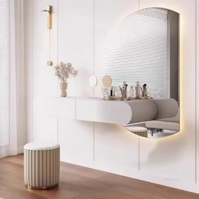 Floating Vanity Makeup Table Set – Modern Wall-Mounted Design in Cream Finish