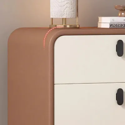 Nordic Style Bed Side Table Two Tone Combination, Brown & Cream