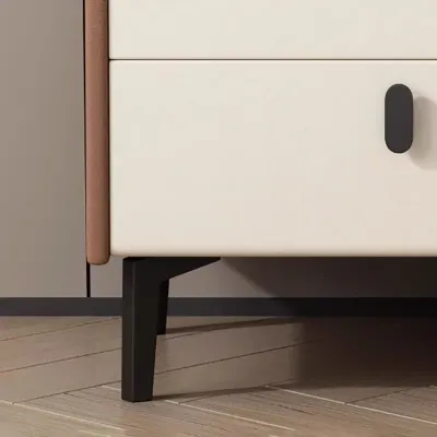 Nordic Style Bed Side Table Two Tone Combination, Brown & Cream