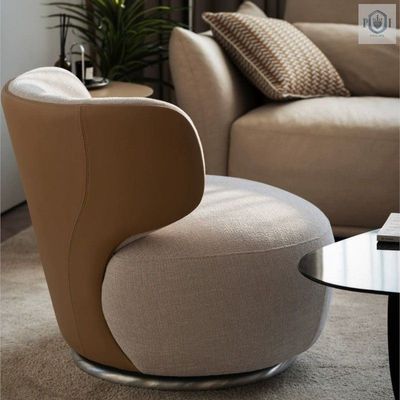Advanced Swivel Lazy Leisure Chair Made with Fabric, Beige 