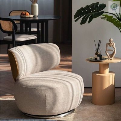 Advanced Swivel Lazy Leisure Chair Made with Fabric, Beige 