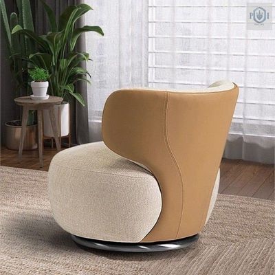Advanced Swivel Lazy Leisure Chair Made with Fabric, Beige 