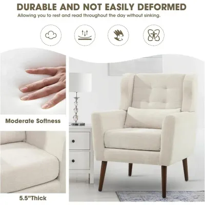 Accent Chairs Set of 2 for Living Room Soft Padded Made With Fabric Material, white