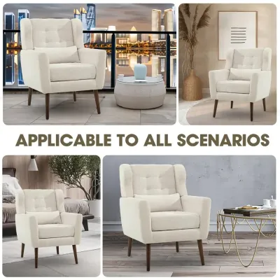 Accent Chairs Set of 2 for Living Room Soft Padded Made With Fabric Material, white