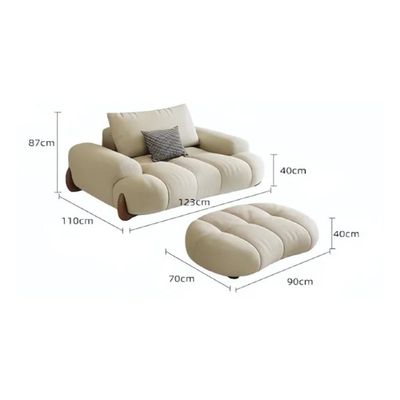Philips Modern  Korean Puffy Style 5-Seater Sofa Set, Beige