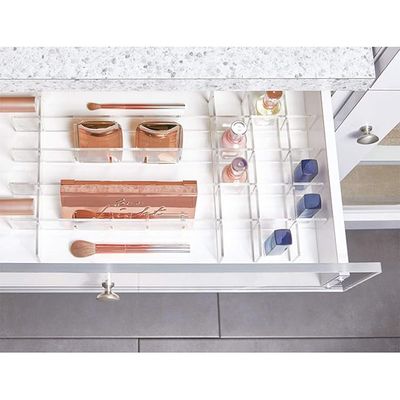 Clarity Bpa-Free Plastic Customizable In-Drawer Storage Organizer Dividers, 16" X 9.2" X 1.99", Adjustable
