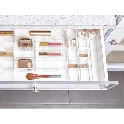 Clarity Bpa-Free Plastic Customizable In-Drawer Storage Organizer Dividers, 16" X 9.2" X 1.99", Adjustable