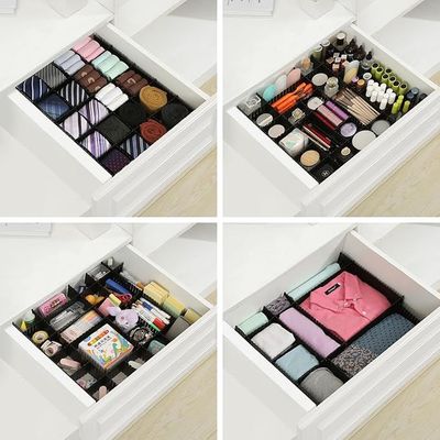42 Pack Adjustable Drawer Organizer Dividers for Socks, Underwear, Makeup, Kitchen, Dresser (Black)