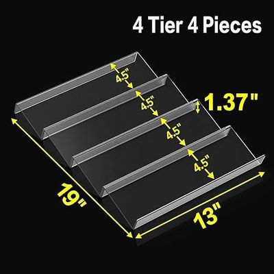 19 x 13 Inches Spice Drawer Organizer, 4 Tier Clear Acrylic Expandable In-Drawer Seasoning Jars Rack, Kitchen Drawer Spice Insert Tray for Cabinet/Countertop