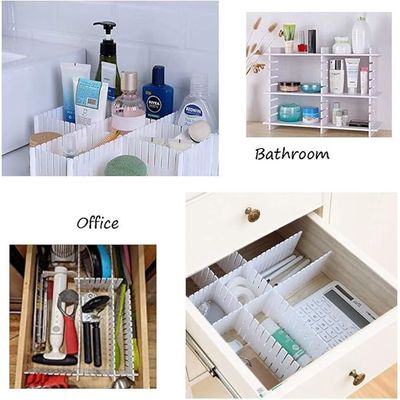 12PCS DIY Plastic Grid Drawer Dividers,White Adjustable Sock Underwear Dresser Drawer Organizers Divider for Stationary Storage