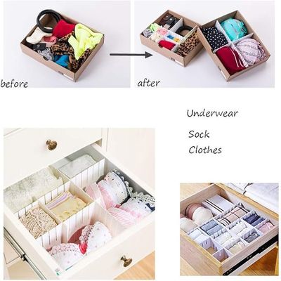 12PCS DIY Plastic Grid Drawer Dividers,White Adjustable Sock Underwear Dresser Drawer Organizers Divider for Stationary Storage