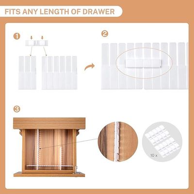 15pc Drawer Dividers - Adjustable Organizers for Clothes, Underwear, Makeup, Kitchen Utensils & Tools - 16' x 2.7' DIY Dresser Drawer Separators for Bedroom, Kitchen, Office