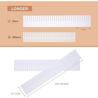 15pc Drawer Dividers - Adjustable Organizers for Clothes, Underwear, Makeup, Kitchen Utensils & Tools - 16' x 2.7' DIY Dresser Drawer Separators for Bedroom, Kitchen, Office