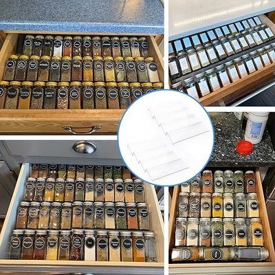 Clear Acrylic Spice Drawer Organizer, 4 Tier- 2 Set Expandable From 9" to 18" Seasoning Jars Drawers Insert, Kitchen Spice Rack Tray for Drawer/Countertop (Jars not included)