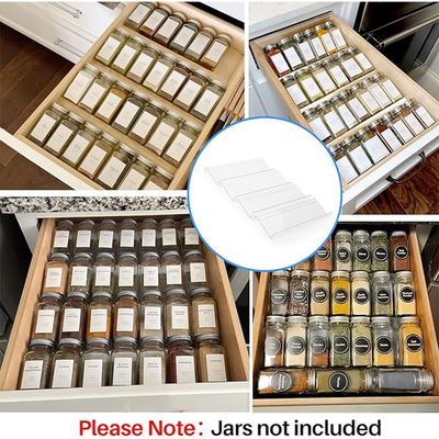 Clear Acrylic Spice Drawer Organizer, 4 Tier Seasoning Jars Drawers Insert, Kitchen Spice Rack Tray for Drawer/Countertop (Jars not included)