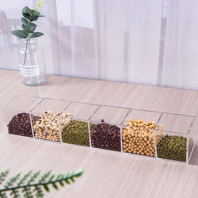 Clear Drawer Organizer, 6 Compartments Acrylic Organizer Durable Plastic Square Cube Storage Bin for Makeup, Jewelry, Pen, Small Items, 15x2.5x2.6inches