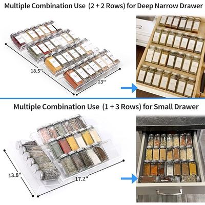 Clear Acrylic Spice Organizer for Drawer, 4 Tier 1 Set Seasoning Rack Tray Insert for Kitchen Drawers, Spice Rack Tray for Drawer/Countertop