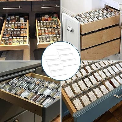 Spice Drawer Rack, 4 Tier- 2 Set (8 Pcs) Expandable From 9" to 18" Clear Acrylic Seasoning Jars Drawers Organizer, Spice Drawer Insert, Kitchen Spice Rack Tray for Drawer/Countertop