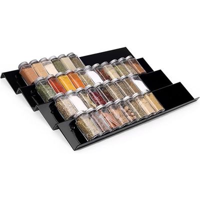 Spice Drawer Organizer, Black Acrylic 8 Pcs Seasoning Jars Drawers Insert, Kitchen Spice Rack Tray for Drawer/Countertop (Jars not included)