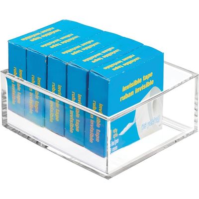 Plastic Square Desk Organizer - Create Section for Home Office Drawers, Desktop - Holds Pens, Paper Clips, Notebooks and other Office Supply Accessory - Lumiere Collection - 3 Pack, Clear