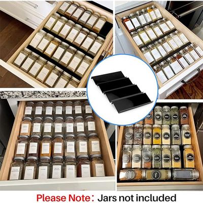 Spice Drawer Organizer for Drawer Wider Than 13 inches, Black Acrylic 4 Tier Seasoning Jars Drawer Insert, Kitchen Spice Rack Tray for Drawer/Countertop (Jars not included)