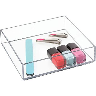 Clarity Kitchen Drawer Organizer for Silverware, Spatulas, Gadgets - Medium, 8" x 2", Clear