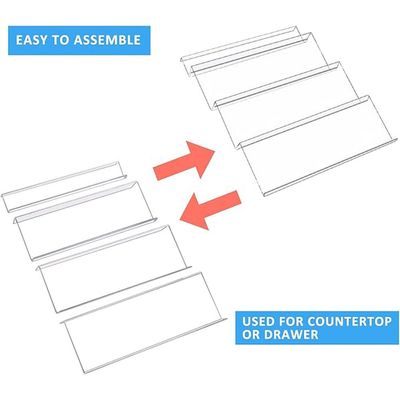 Spice Drawer Organizer – Premium Acrylic Spice Rack – 4-Tier Spice Organizer for Drawer – Durable and Lightweight Spice Rack Drawer Organizer – Adjustable Design – 13.2x 17-inch- Clear 1 Pack