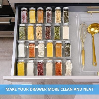 Spice Drawer Organizer – Premium Acrylic Spice Rack – 4-Tier Spice Organizer for Drawer – Durable and Lightweight Spice Rack Drawer Organizer – Adjustable Design – 13.2x 17-inch- Clear 1 Pack