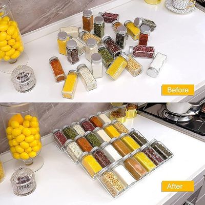 Spice Drawer Organizer – Premium Acrylic Spice Rack – 4-Tier Spice Organizer for Drawer – Durable and Lightweight Spice Rack Drawer Organizer – Adjustable Design – 13.2x 17-inch- Clear 1 Pack