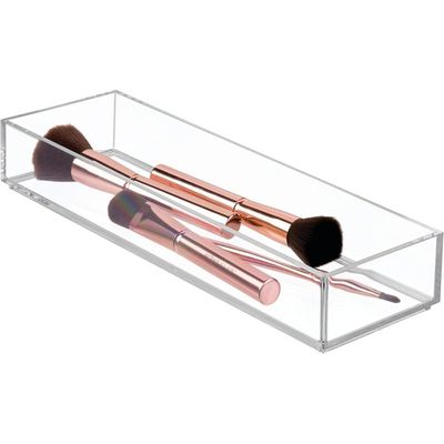 Clarity Acrylic Drawer Organizer, Storage Container For Silverware, Utensils, Kitchen Gadgets In Pantry, Cabinets, Countertops, 4" X 12" 2" - Clear
