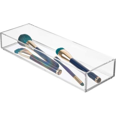 Clarity Acrylic Drawer Organizer, Storage Container For Silverware, Utensils, Kitchen Gadgets In Pantry, Cabinets, Countertops, 4" X 12" 2" - Clear