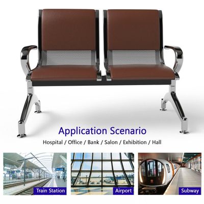 Mahmayi JX 2-Seater Outdoor Bench with Cushions, Seating with Anti Slip Rubber Pad, Ergonomic Design with Curved Armrest, Comfortable and Versatile for Office, Outdoor and Bank - Brown