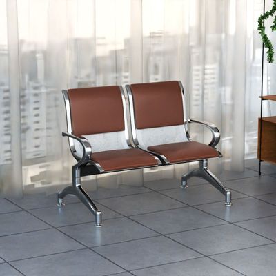 Mahmayi JX 2-Seater Outdoor Bench with Cushions, Seating with Anti Slip Rubber Pad, Ergonomic Design with Curved Armrest, Comfortable and Versatile for Office, Outdoor and Bank - Brown