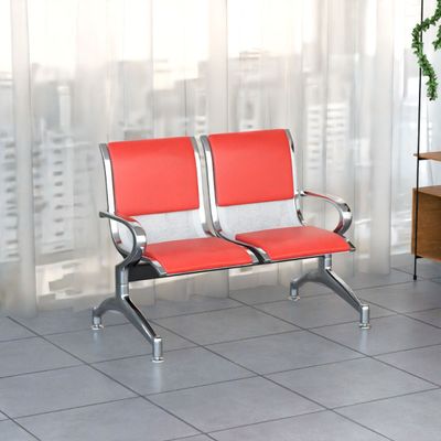 Mahmayi JX 2-Seater Outdoor Bench with Cushions, Seating with Anti Slip Rubber Pad, Ergonomic Design with Curved Armrest, Comfortable and Versatile for Office, Outdoor and Bank - Red
