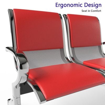 Mahmayi JX 2-Seater Outdoor Bench with Cushions, Seating with Anti Slip Rubber Pad, Ergonomic Design with Curved Armrest, Comfortable and Versatile for Office, Outdoor and Bank - Red